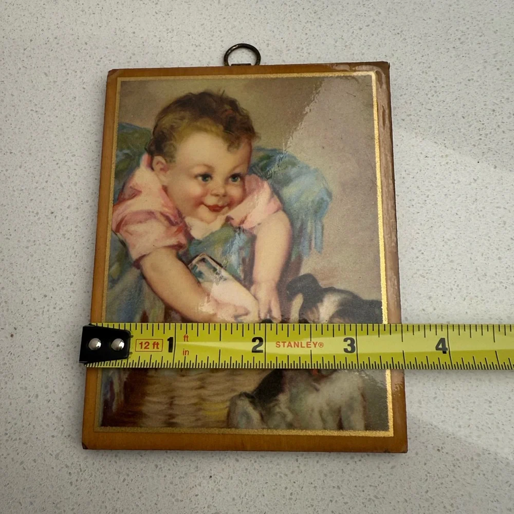 Vintage Picture Laurette Patten 1930s 1940s Baby Bottle Puppy Wall Art Nursery - Picture 11 of 12